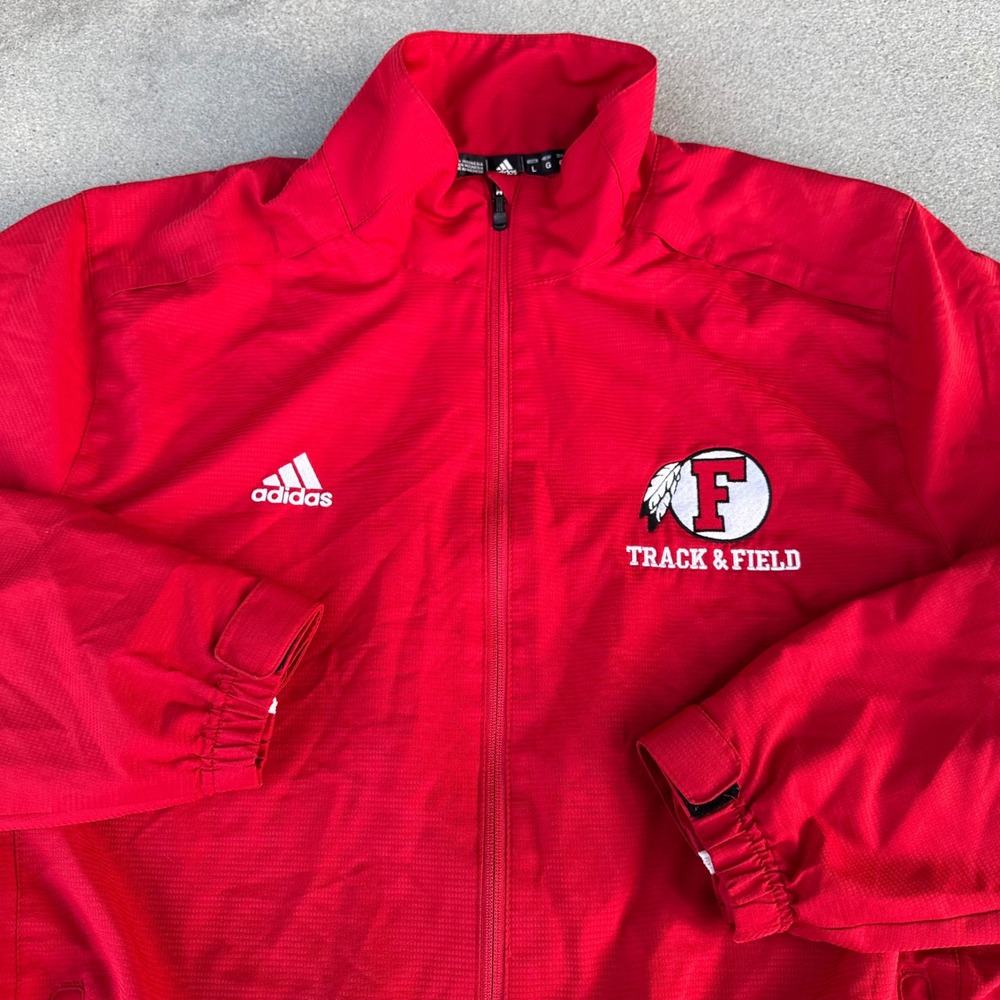 Adidas Fresno Track & Field Red Full Zip Warm Up Jacket Mens Large